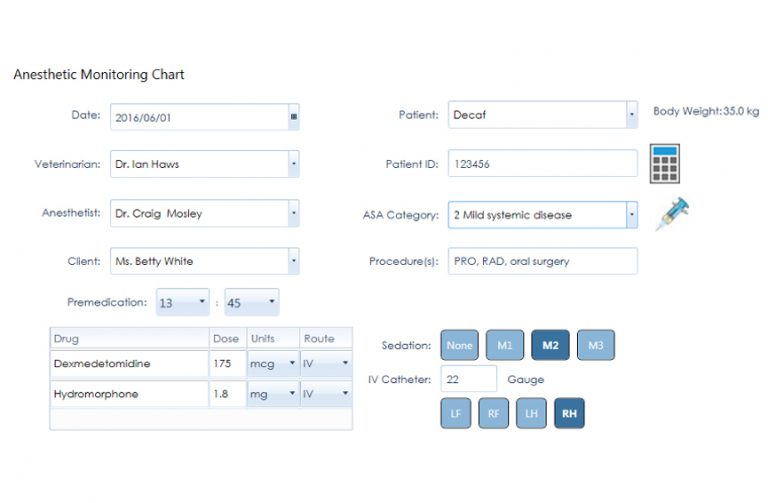 Anesthetic Monitoring Chart First Page Animal Dental Chart